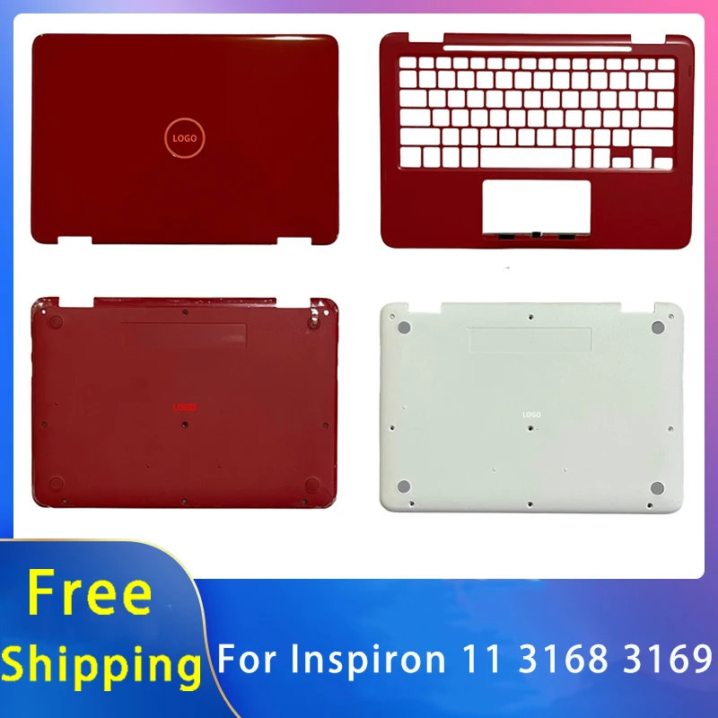 

New For Dell Inspiron 11 3168 3169 ; Replacemen Laptop Accessories Lcd Back Cover/Palmrest/Bottom With LOGO Red