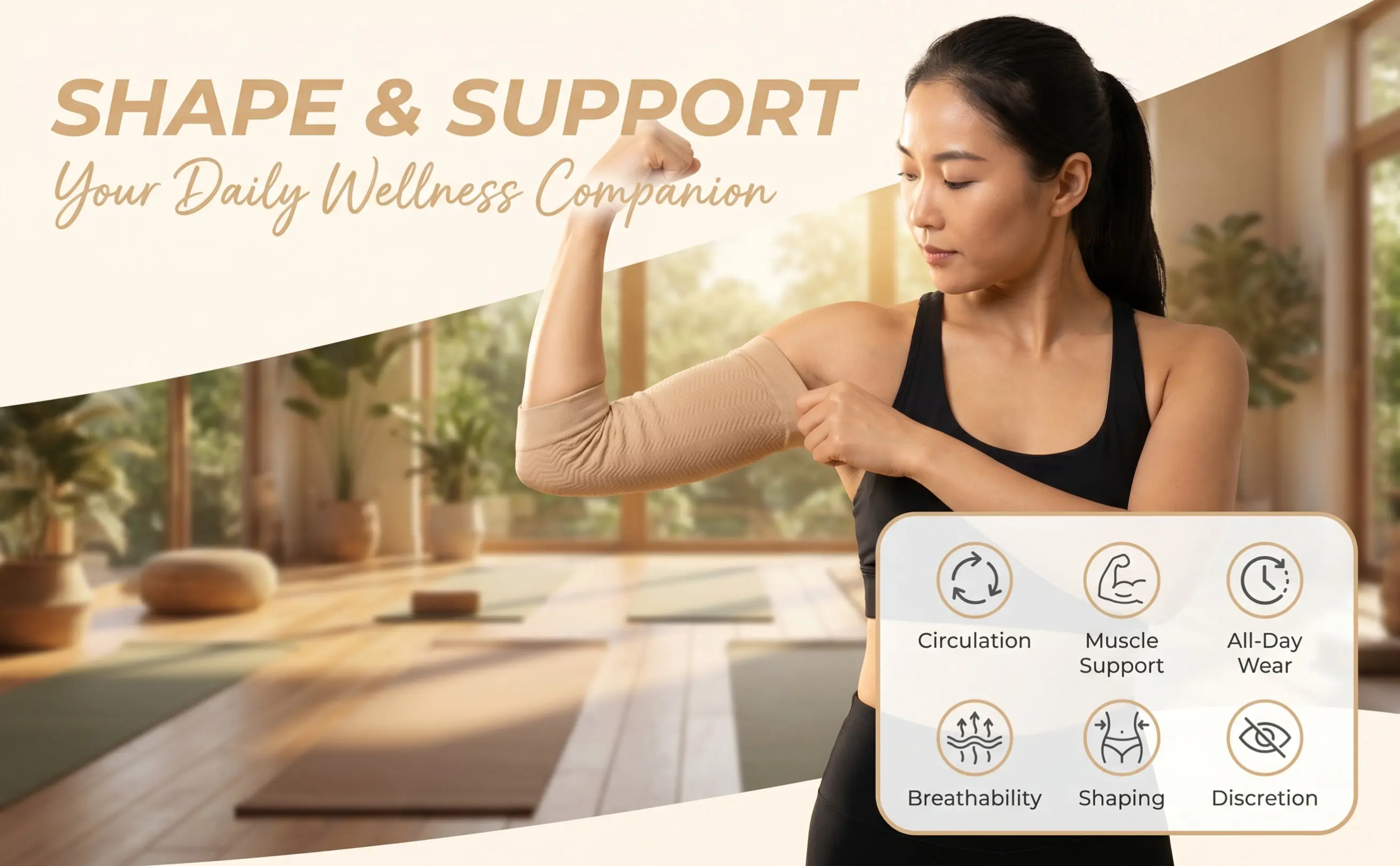 2Pairs Elastic Compression Arm Shaper Sleeves for Women Men Slimming Arm Shaping Sleeves Enhance Circulation Reduce Fatigue Gym