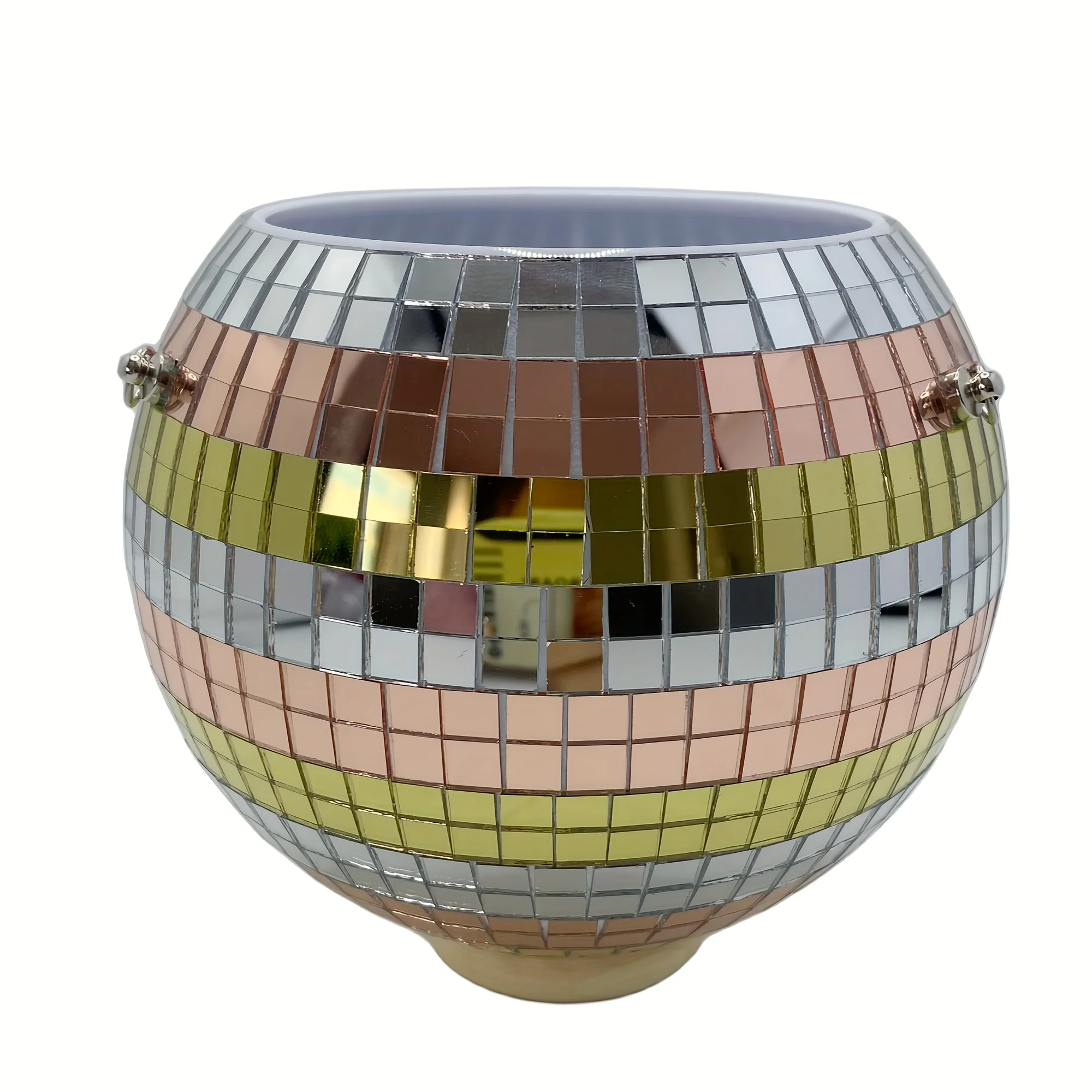 1 Stück einzigartiger, handgefertigter, böhmisch inspirierter hängender Disco-Spiegelkugel-Pflanzgefäß – selbstbewässernd, platzsparend, stilvolle Heimdekoration für – Detail 6