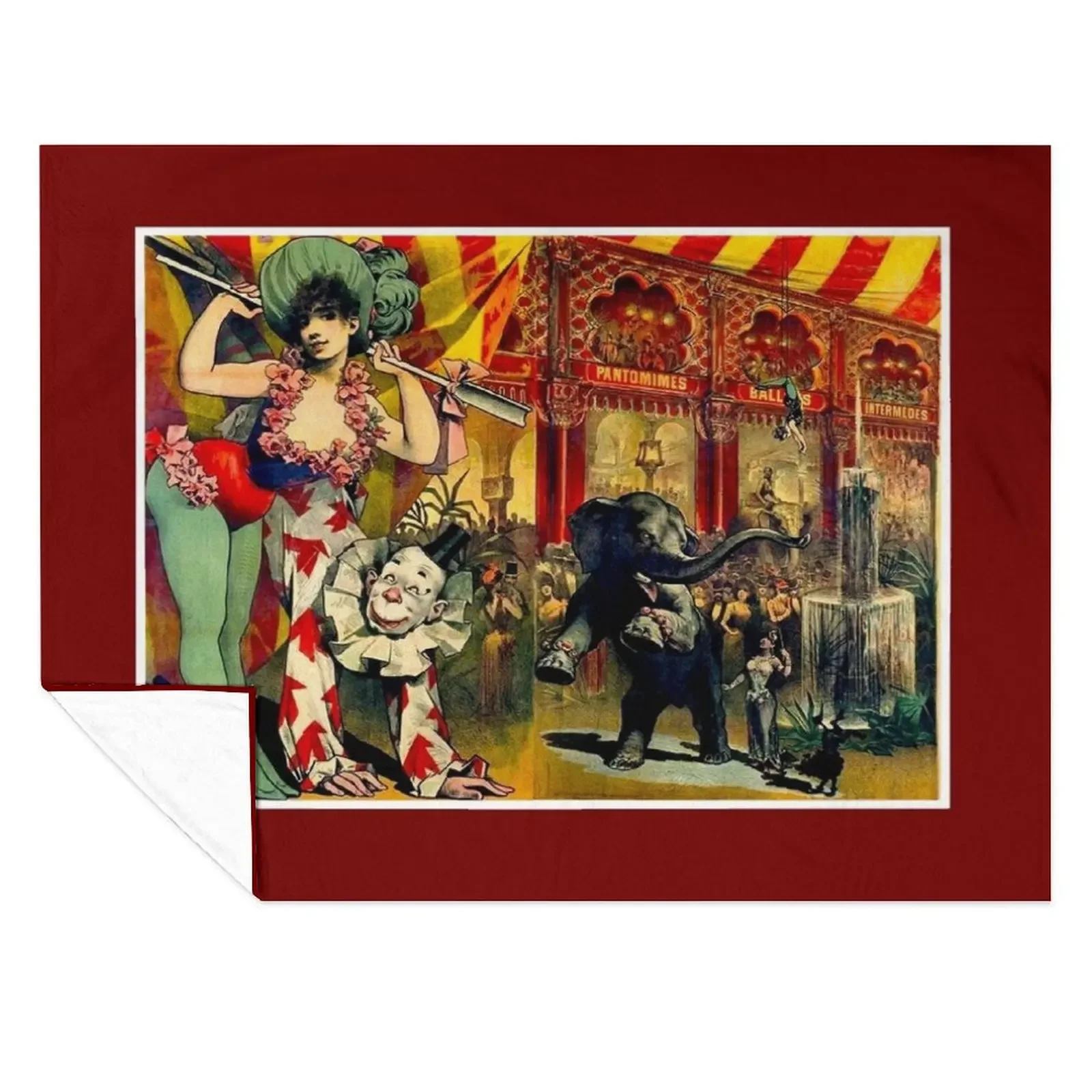 

CIRCUS : Vintage 1890 Circus Advertising Print Throw Blanket Baby Vintage For Decorative Sofa Winter beds Blankets