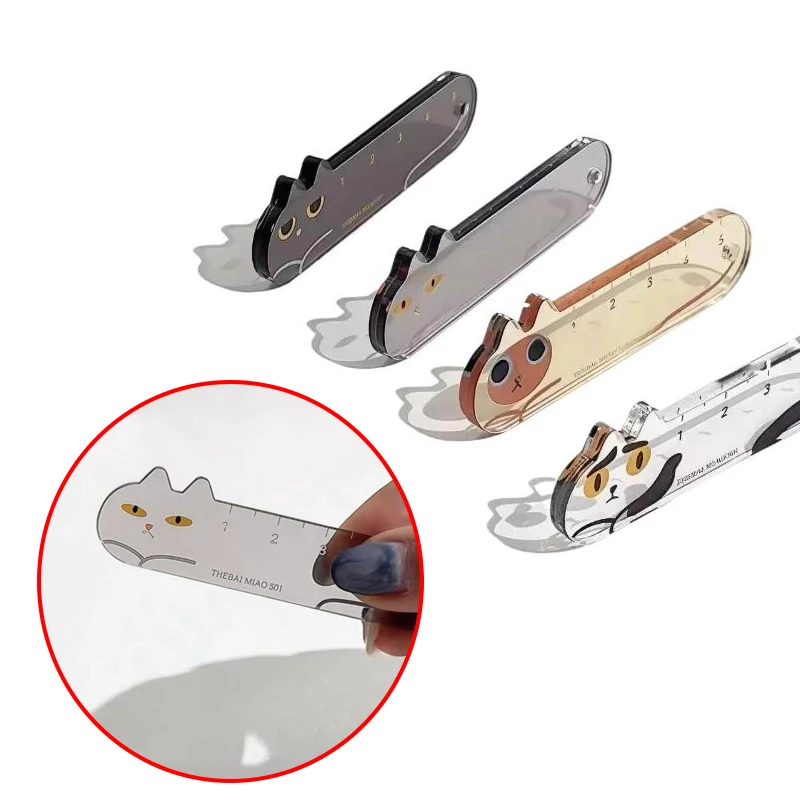 

1 шт., акриловая прямая линейка с милым котенком, акриловый брелок, очаровательная сумка с героями мультфильмов, аксессуар для салона автомобиля, подарок, канцелярские принадлежности, украшение