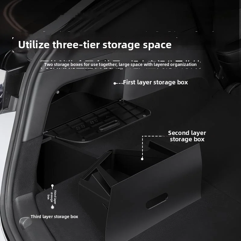 For Tesla New Model 3 Interior 2024-2026 magnetic suction pull-out trunk side storage box Car Accessories