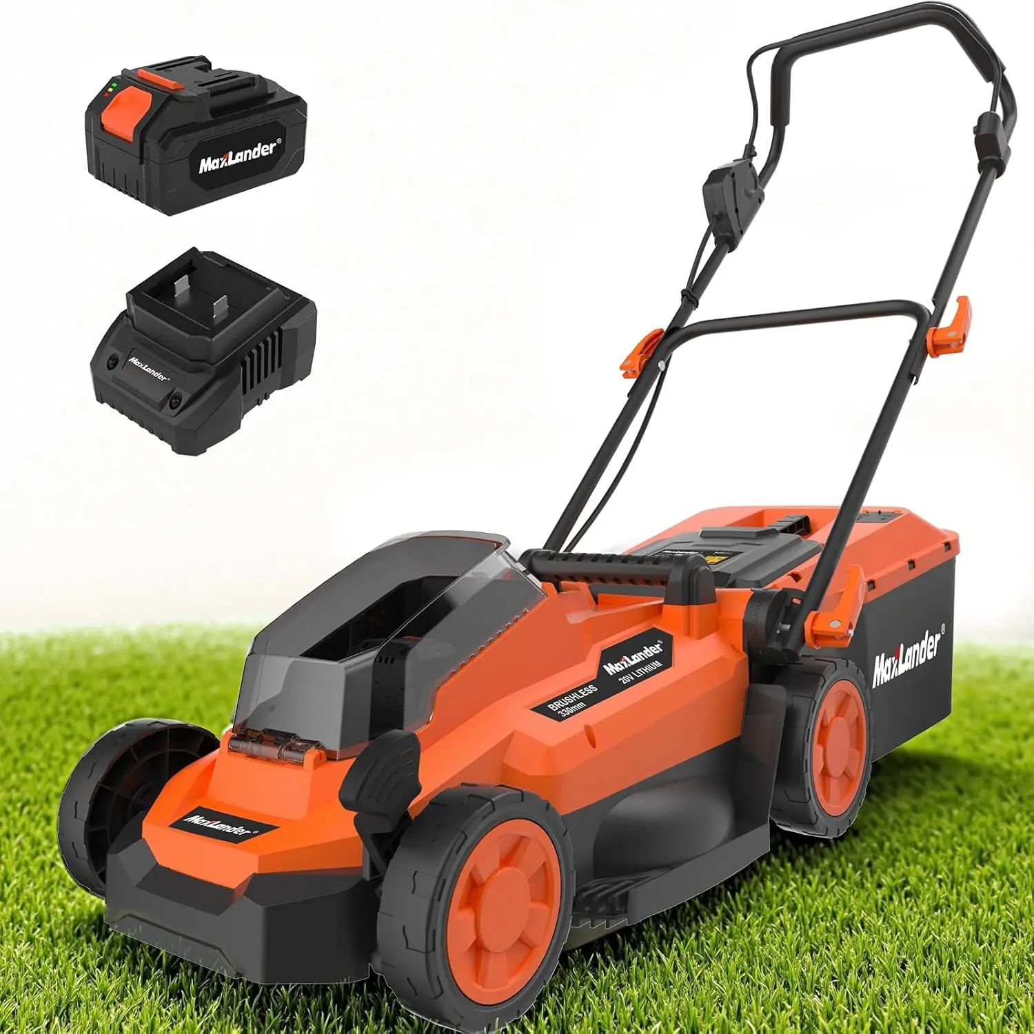 2-in-1 Electric Lawn Mower Cordless,13 Inch 20V Battery Powered Lawn Mower with Motor, 5-Position Height Adjustment