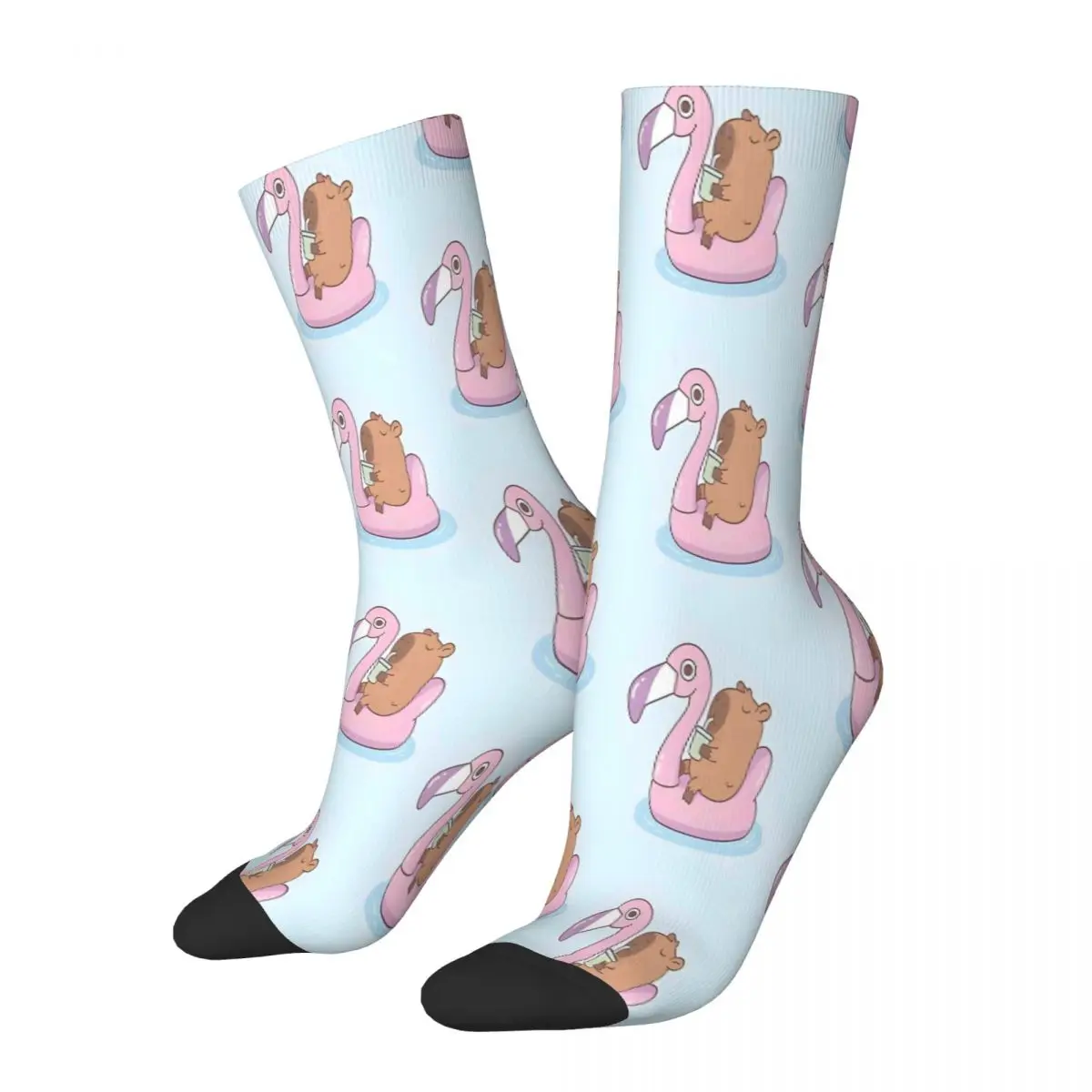 Capybara Chilling On Pink Flamingo Capybara Socks Socks Male Mens Women Winter Stockings Harajuku