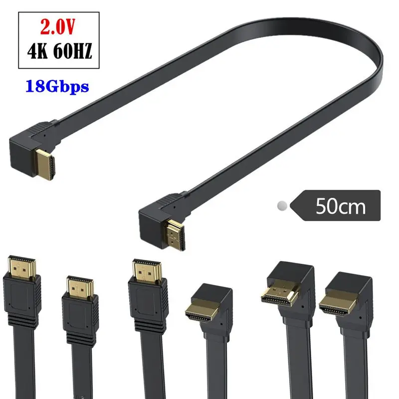 Cabo de Conexão HDMI Ultrafino, Compatível com a Versão 2.0, Alta Velocidade, Macho para Macho, 4K, Resolução 60Hz