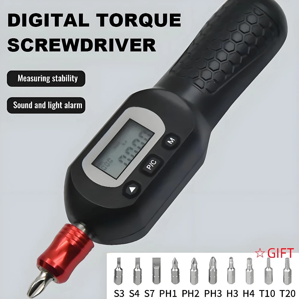 

Digital Torque Screwdriver LCD Display Adjustable 0.1,2,4,8N.m, ±2% Memory Auto-Lock For Electronics Automotive Industrial Use