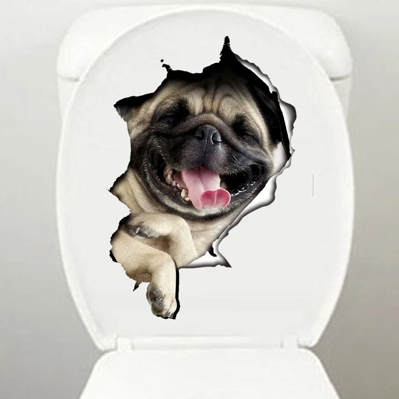 3D наклейка на стену Peeking Cat Dog - виниловая самоклеящаяся наклейка для плитки, туалета, ноутбука, домашнего декора