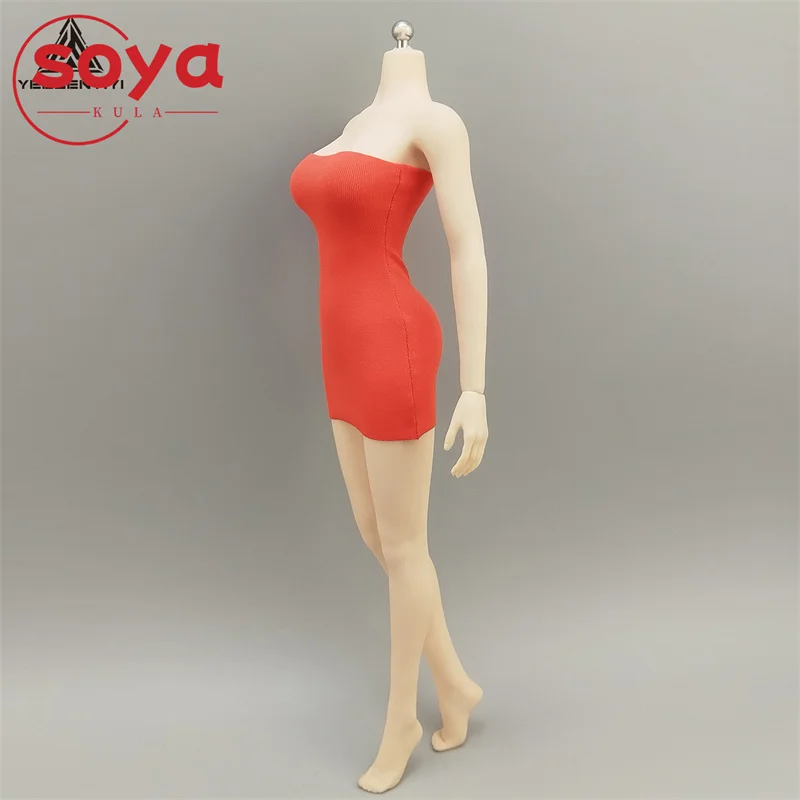 Falda ceñida sin tirantes para mujer, vestido elástico, modelo de ropa compatible con cuerpo de figura de acción de soldado AT203 AT206 AT210 VCD03, escala 1/6