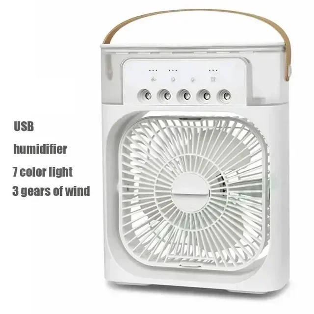 Portable Humidifier Fan Air Conditioners USB Electric Fan LED Night Light Water Mist Fun 3 In 1 Air Cooler Humidifie For Home