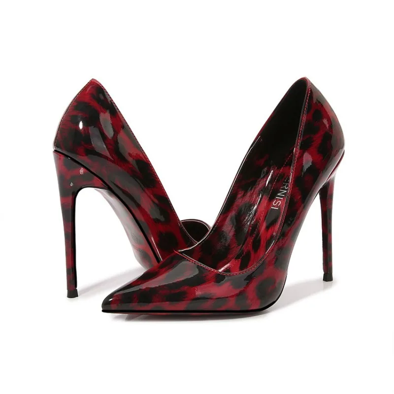 Comemore New Leopard Print Pointed Toe Pumps 12CM High Heels Sexy Women\'s Shoes Fashion Party Dress Heels Women Large Size 35-46