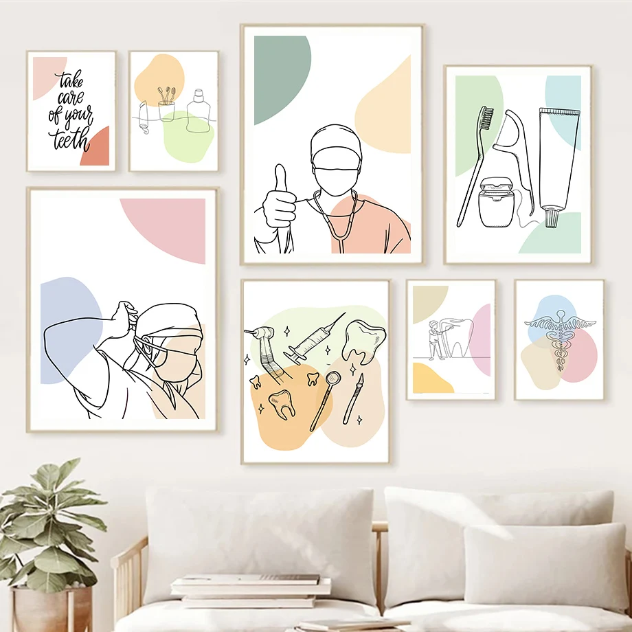 Oral Health Teeth Dentist Surgery Tools Wall Art Canvas Painting Posters And Prints Wall Pictures For Doctor Office Clinic De