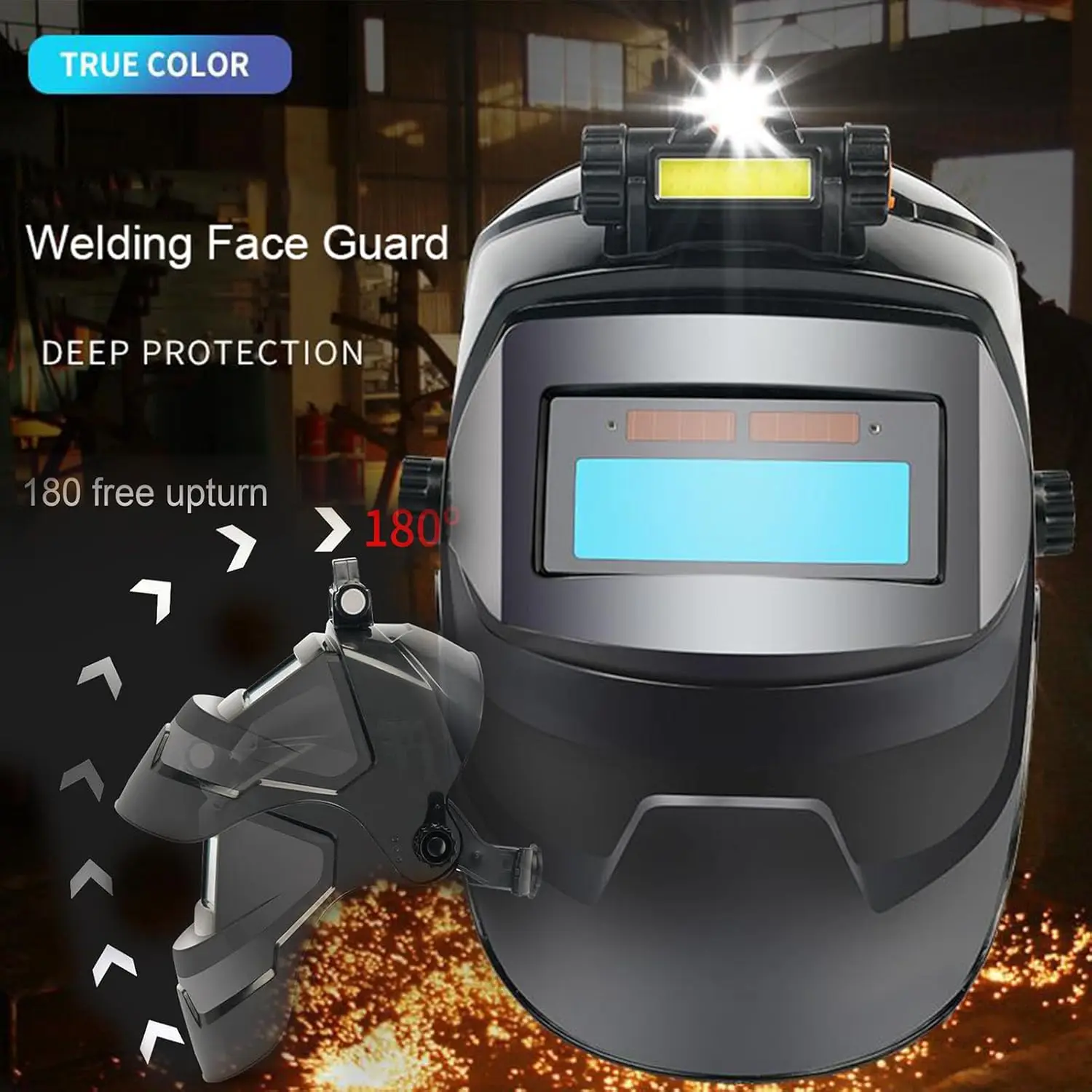 Professional PP Automatic Dimming Welding Helmet with LCD Screen Heat-Resistantt Auto-darkening Welding Glass for Weld Grind&Cut