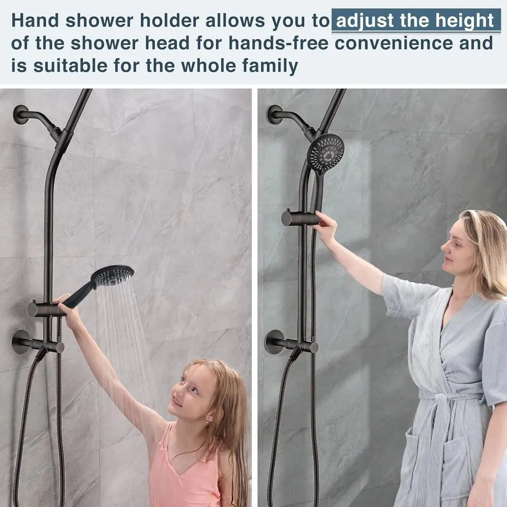 Oil Rubbed Bronze Shower Combo: High-Pressure Handheld & Adjustable Brass Column