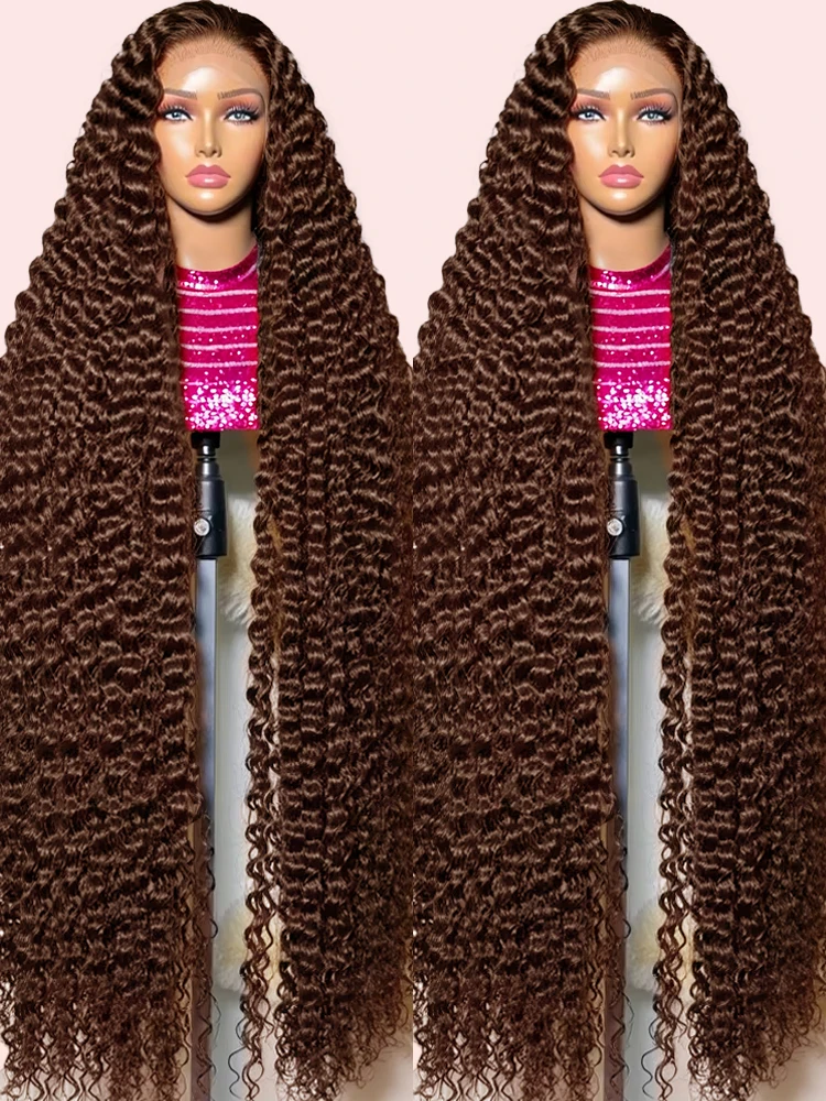 

30 40-дюймовые вьющиеся парики из натуральных волос Шоколадно-коричневый 13x4 13x6 Hd Кружевной фронтальный парик Цветной глубокий волнистый парик фронта шнурка для женщин