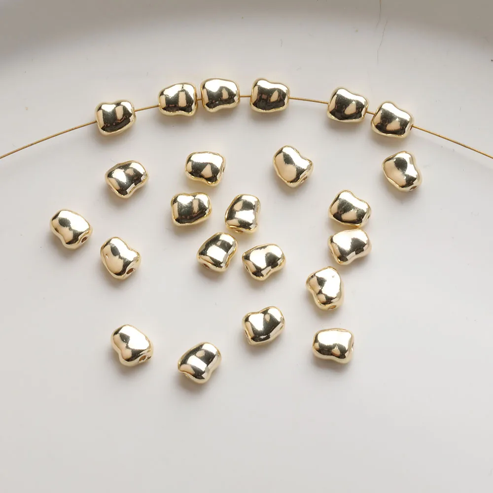 10PCS Dainty Irregular Beads Brass Spacers Bead for Jewelry Making Bracelet Necklace Supplies DIY 14k Gold Plated Accessories view 3