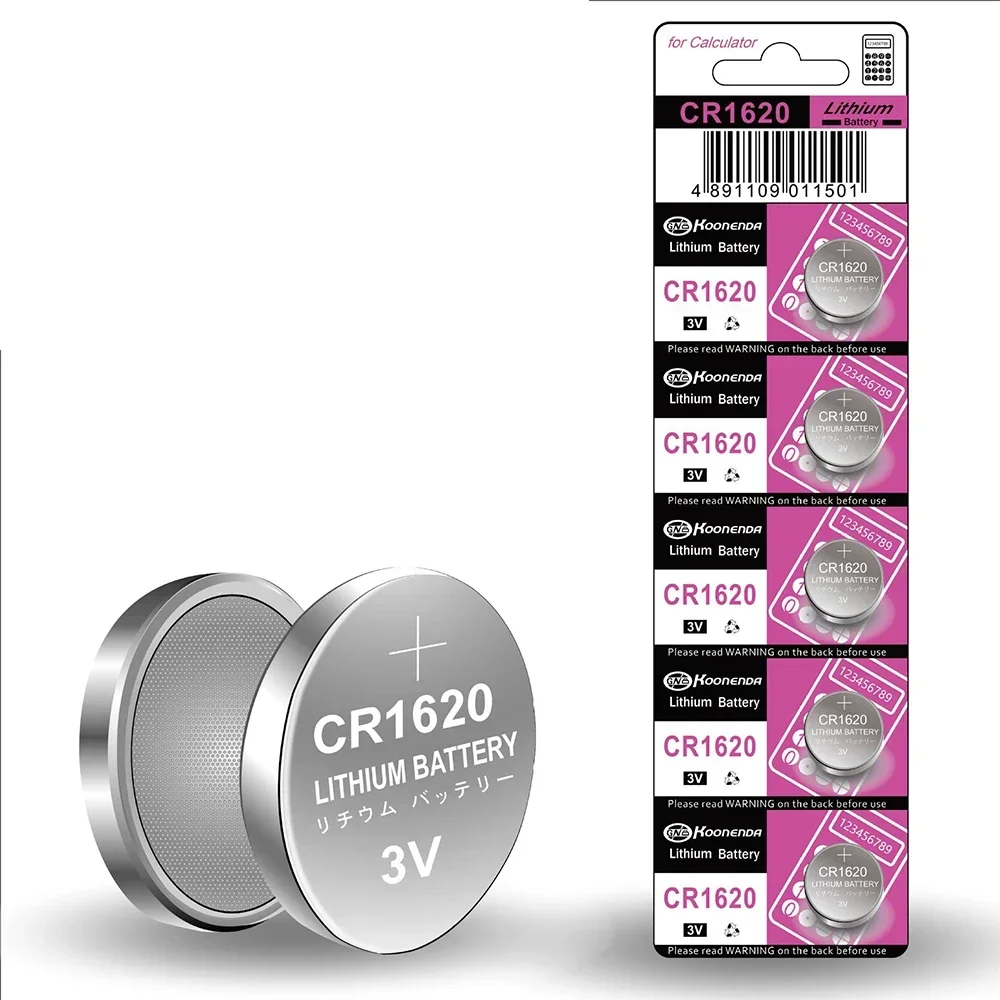 Lithium Coin Cell Battery CR1620 3V Button Battery DL1620 BR1620 For Watch Scale Shaver Car Audio Speaker Stable Power Daily Use