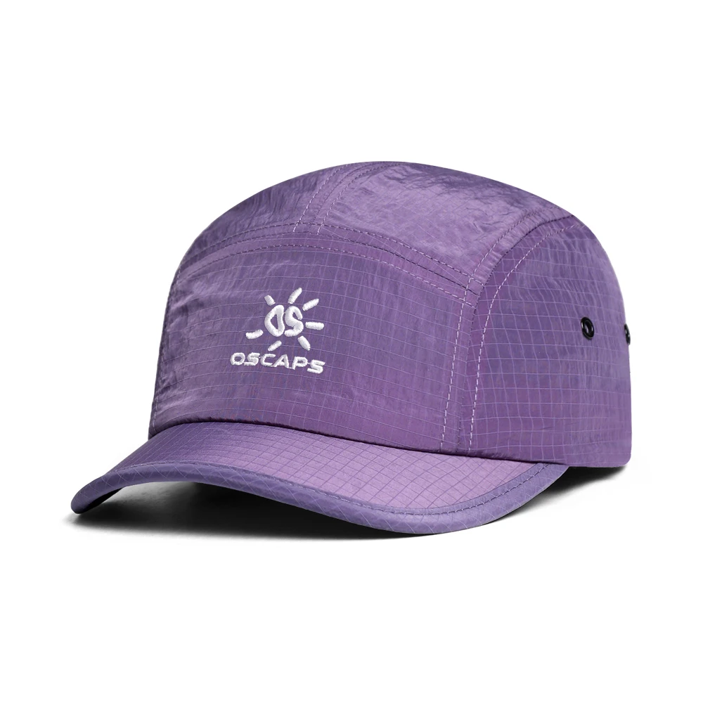 Embroidered Sun Letter Square Grid Quick-Dry Baseball Cap Mountain Range Outdoor Style Suitable for Vacation and Sports