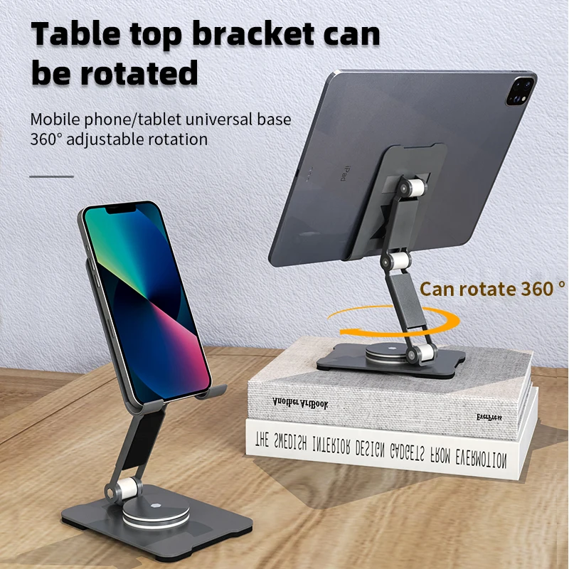 

360 Rotation Aluminum Alloy Desktop Dock Cradle Phone Tablet Stand for IPad Pro Air Adjustable Foldable Desk Holder Accessories