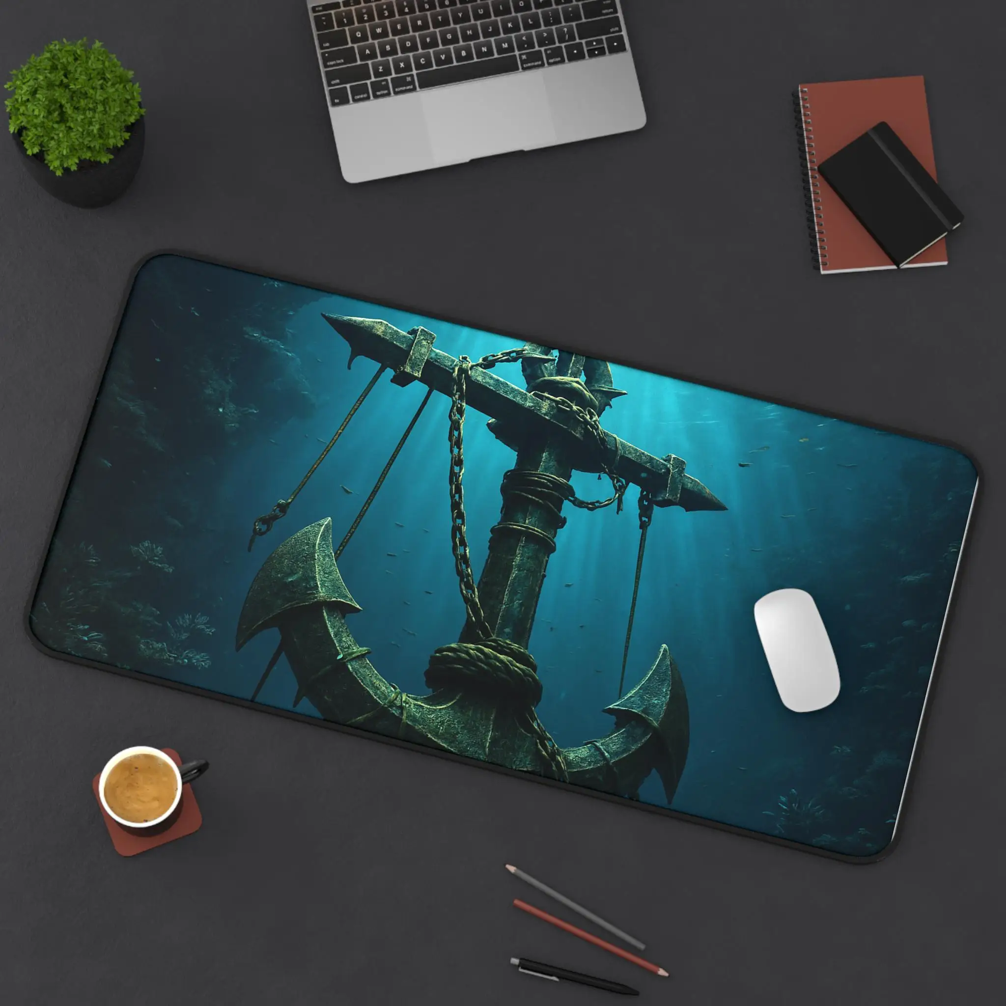 Underwater Anchor Deskmat,non-slip and Waterproof Gaming Mousepad,office Gaming Desk Decoration Mat,the Perfect Gift for Friends