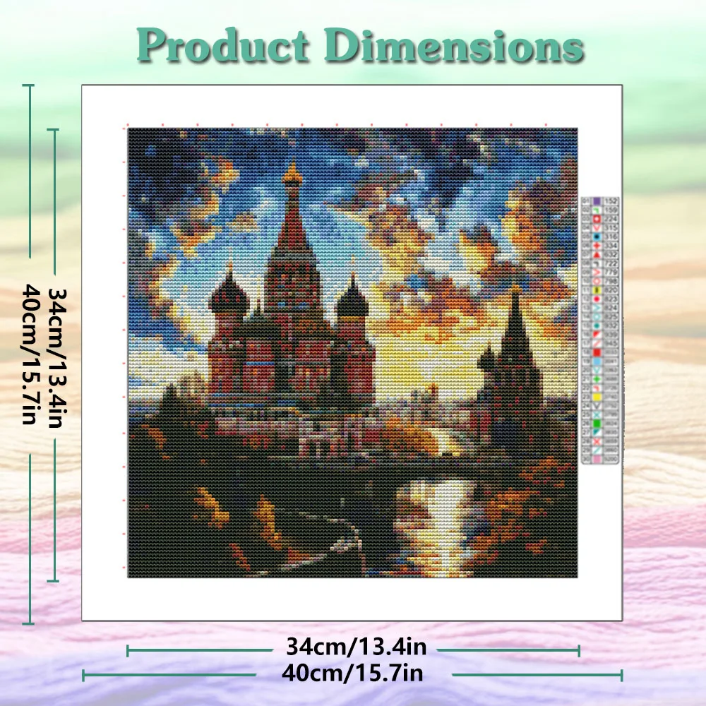 DIY Printed Cross Stitch Kit Sunset Church Riverside Landscape New Arrival Needlework 11ct Embroidery Home Decoration