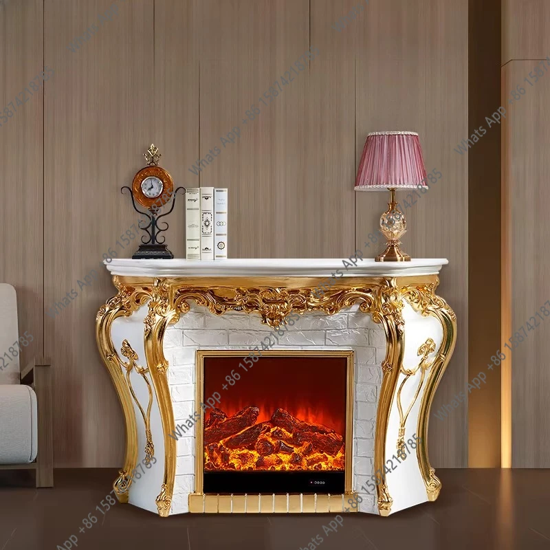 Platinum Fireplace Decoration Hotel Villa Fireplace Ornamental Decoration Cabinet Heating Fireplace Living Room European Arch