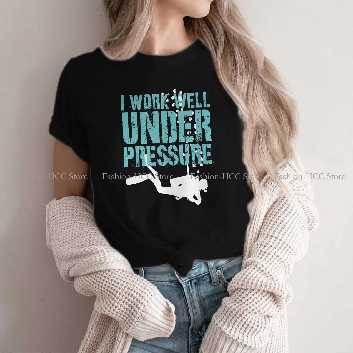 

I Work Well Under Pressure Style Polyester TShirt Dive Scuba Diving Top Quality New Design Graphic T Shirt Stuff