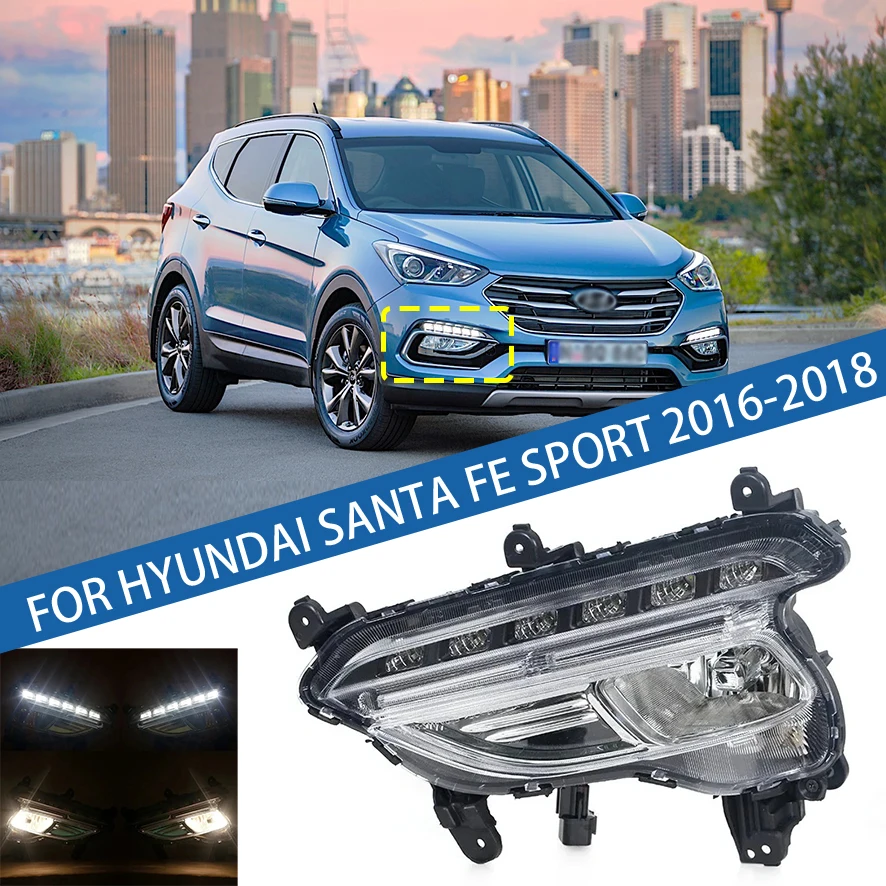 

Для Hyundai Santa Fe Sport 2016 2017 2018 светодиодный передний бампер противотуманные фары противотуманные фары противотуманные фары DRL дневные ходовые огни