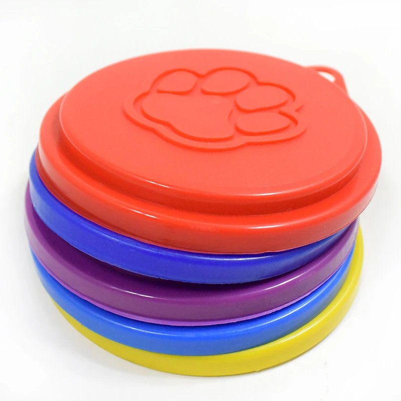 2 Pcs Reusable Pet Dog Can Tin Food Covers With Print Fresh Pet Cans Plastic Lid Caps-Random Color