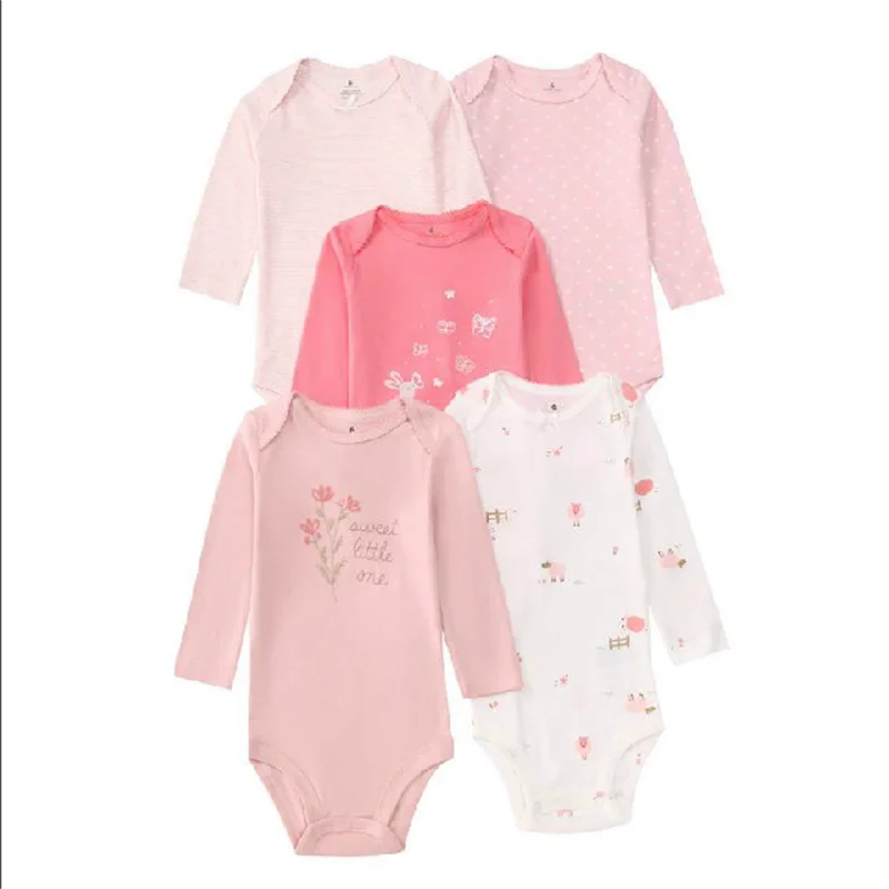 

5 PCS Baby Boys Girls Bodysuits Long Sleeve Stripe 100% Cotton Baby Clothes 0-24 Month Newborn Body Bebe Jumpsuit Clothing