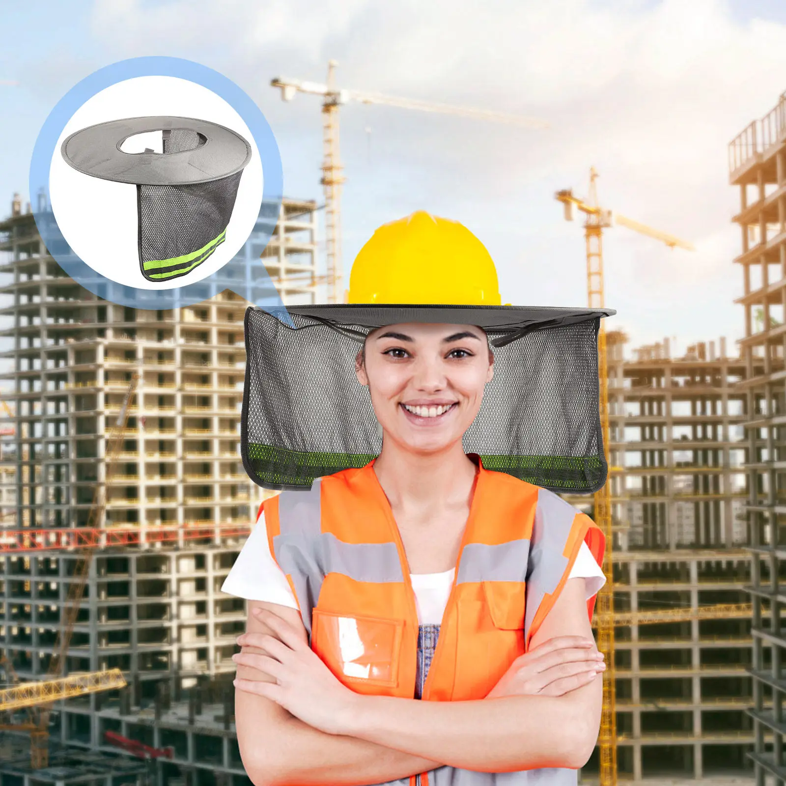 Full Brim Hard Hat Shade Neck Protector Reflective Band Safety Sun Visor Outdoor Work Accessories Hat Protector