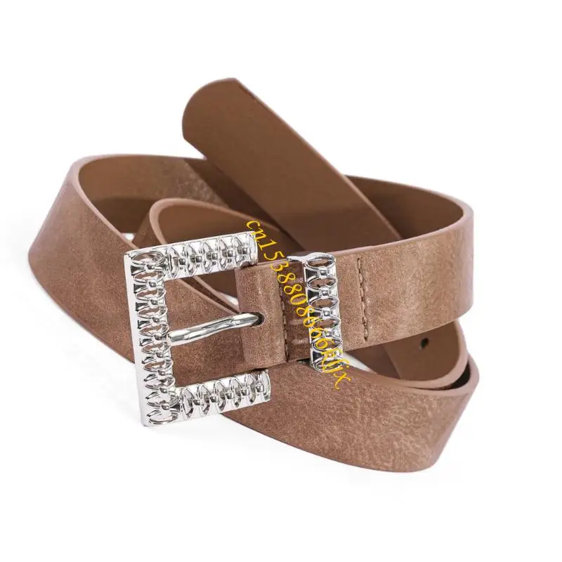 Domande da donna con fibbie quadrate in flessibile in pelle flessibile in pelle regolabile cinturino 066c
