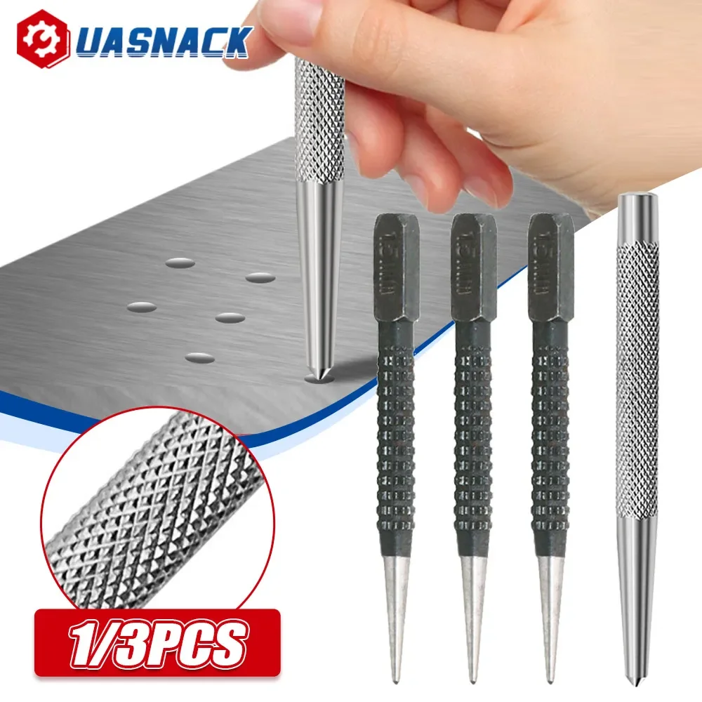 1/3 Pcs Center Punch 1.5mm/2mm/3mm Alloy High Carbon Steel High Hardness Non-Slip For Locator Metal Wood Marking Drilling Tool