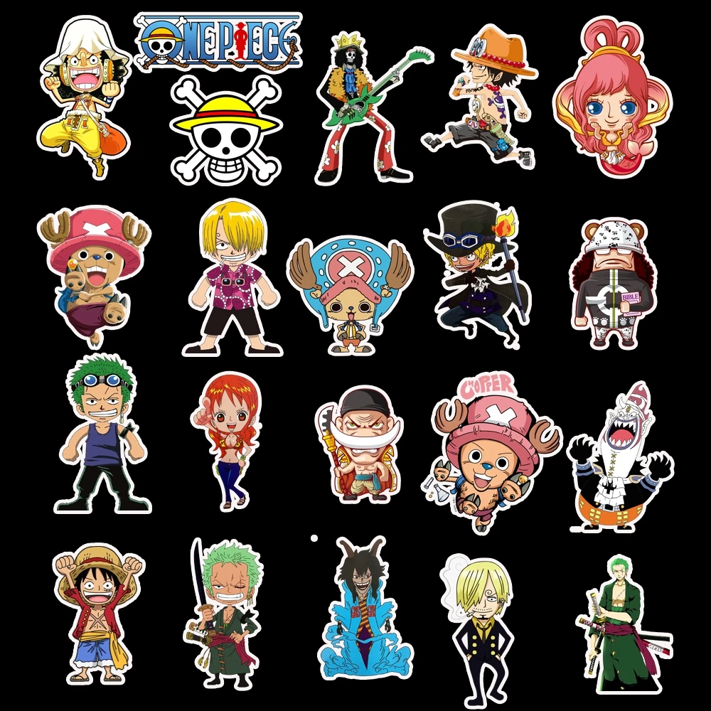 10/50Pcs Cartoon Luffy One Piece Anime Stickers Laptop Graffiti Luggage Phone Fridge Skateboard Manga Stickers Decal Toy Gift