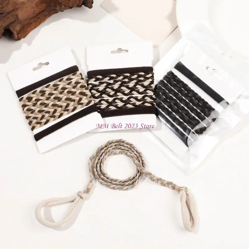 49ME Soft Hair Scrunchies Woven Colorful Hair Scrunchy Elastic Hairpieces Thick Updo Hair Rope Lady Hair Decoration