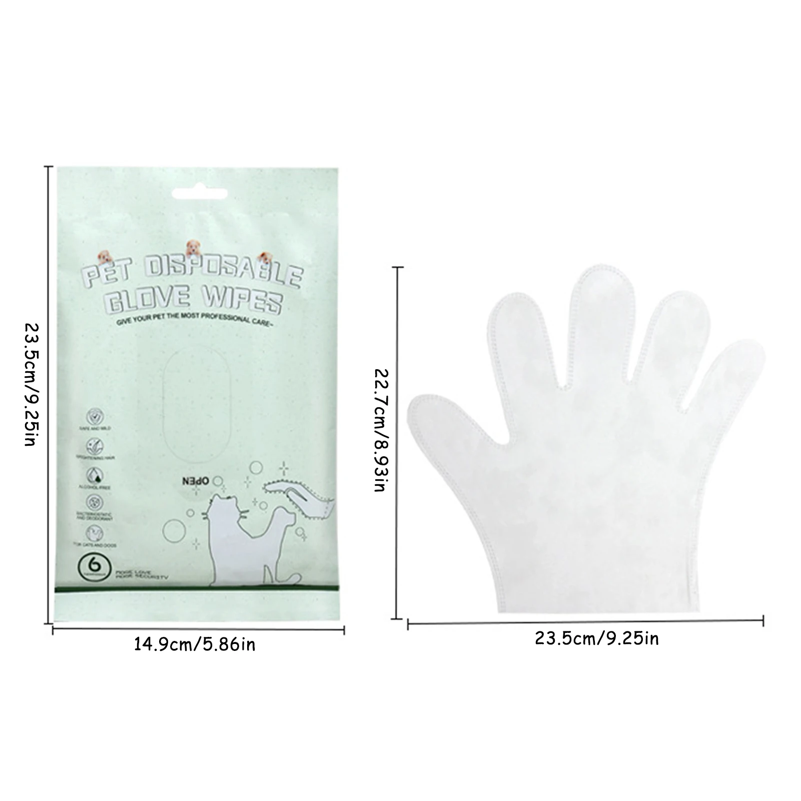 Pet Cleaning Gloves Wet Wipes Easy to Use Disposable Thicker Textured Dog Wipes Suitable for Deodorizing Grooming