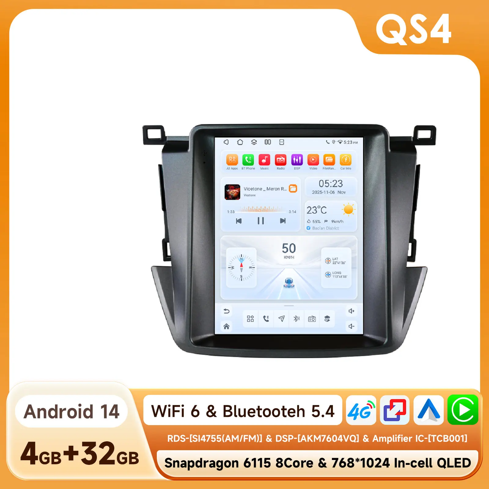 Hizpo 9.7" Auto Multimedia Speler voor Toyota RAV4 Rav 4 2013 - 2018 Draadloze Carplay Android Auto GPS Navigatie Stereo 8 Cores DSP