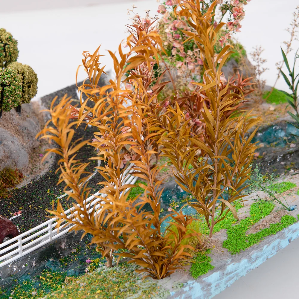 نموذج مشهد القصب المصغر أوراق طويلة العشب العنقودية بوش النبات لتقوم بها بنفسك المشهد الصغير الرملي ملحقات التضاريس النباتية 1 صندوق