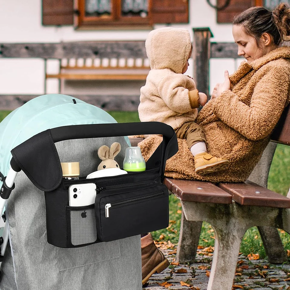 Baby Diaper Bag On Stroller Outdoor Waterproof Tear Resistant Multi Layer Storage Detachable Shoulder Strap Mommy Bag view 6