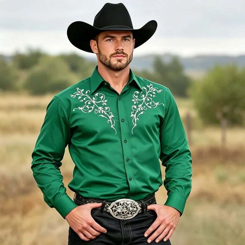 Western Ethnic Style Men's Shirt Aztec Navajo Print Geometric Pattern Slim Fit Casual Business Long