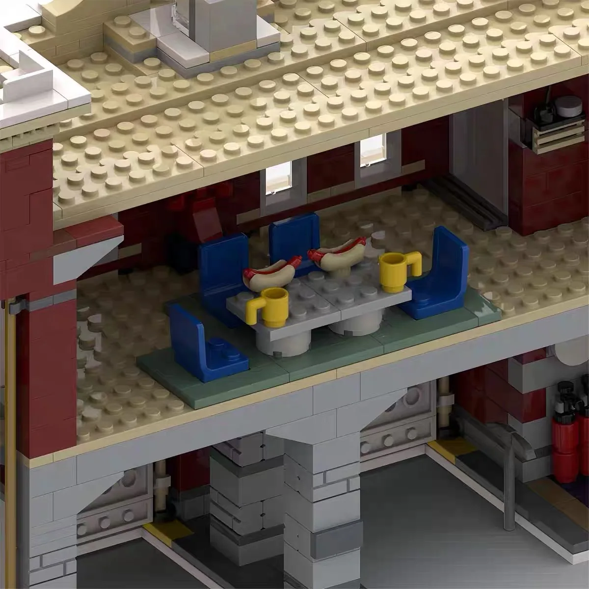 MOC – Kit de blocs de construction de modèle de Station de pompiers de Village d'hiver, briques modulaires avec vue sur la rue, Puzzle d'assemblage, jouet à monter soi-même, cadeaux pour enfants