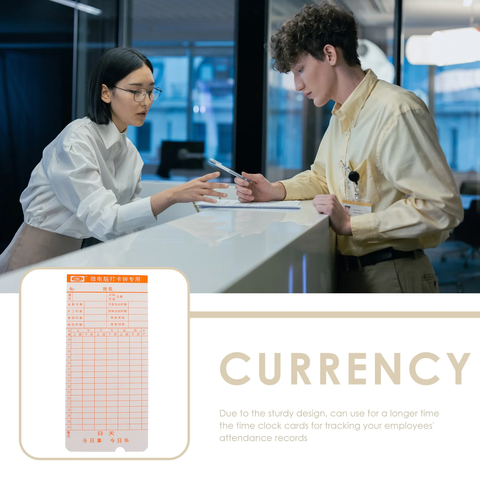 50 Sheets Cards Practical Attendance Recorder for Office Factory Use Time Card Clocking Card for Company