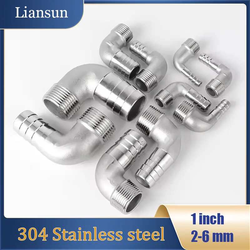 

2/3/4/6mm1inch 304 Stainless Steel Pagoda Elbow Fitting Water Pipe Straight-Insert Rubber Hose Gas Greenhead Fitting Accessories