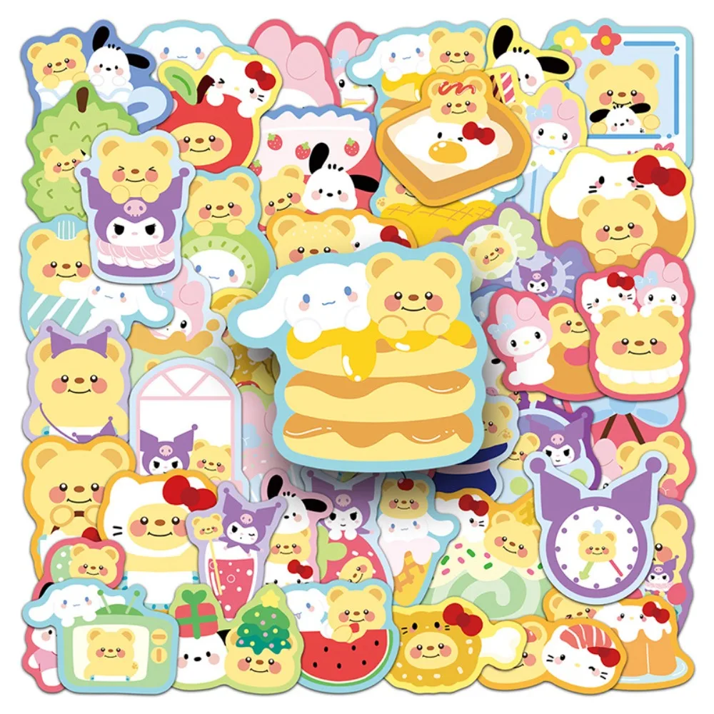 50 قطعة سانريو والدب الزبدي الكرتون لطيف الكتابة على الجدران ملصقات الأطفال DIY لعبة الديكور الشارات هدايا عيد الميلاد