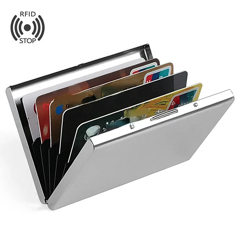 1pc Card Holder Men RFID Blocking Aluminum Metal Slim Wallet Money Bag Anti-scan Credit Card Holder Thin Case Small Male Wallet