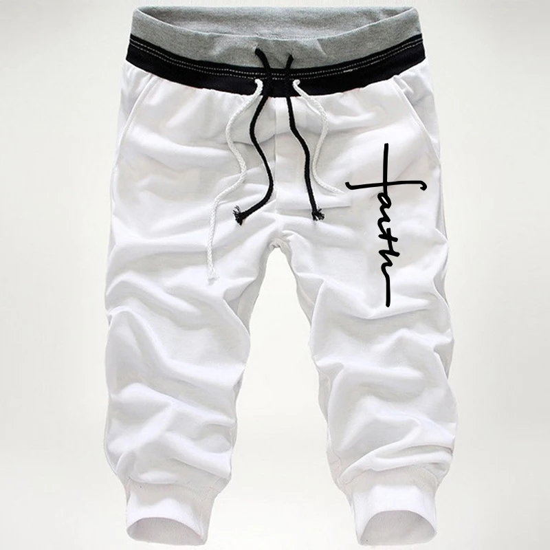 Men Summer Sport Running Hit Color Design Casual Pants Fashion 3/4 Short
