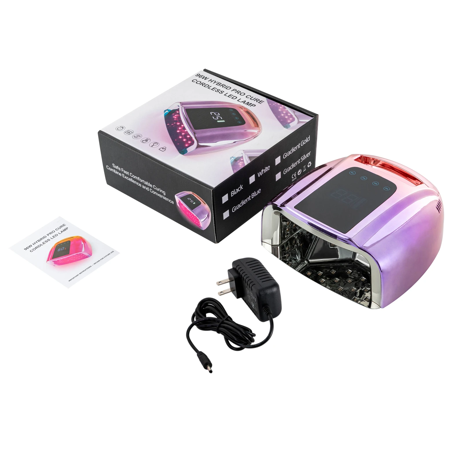 96W oplaadbare UV LED-nagellamp Draadloze nageldroger met verwijderbare bodem Professionele uithardingslamp voor vingernagel en teennagel