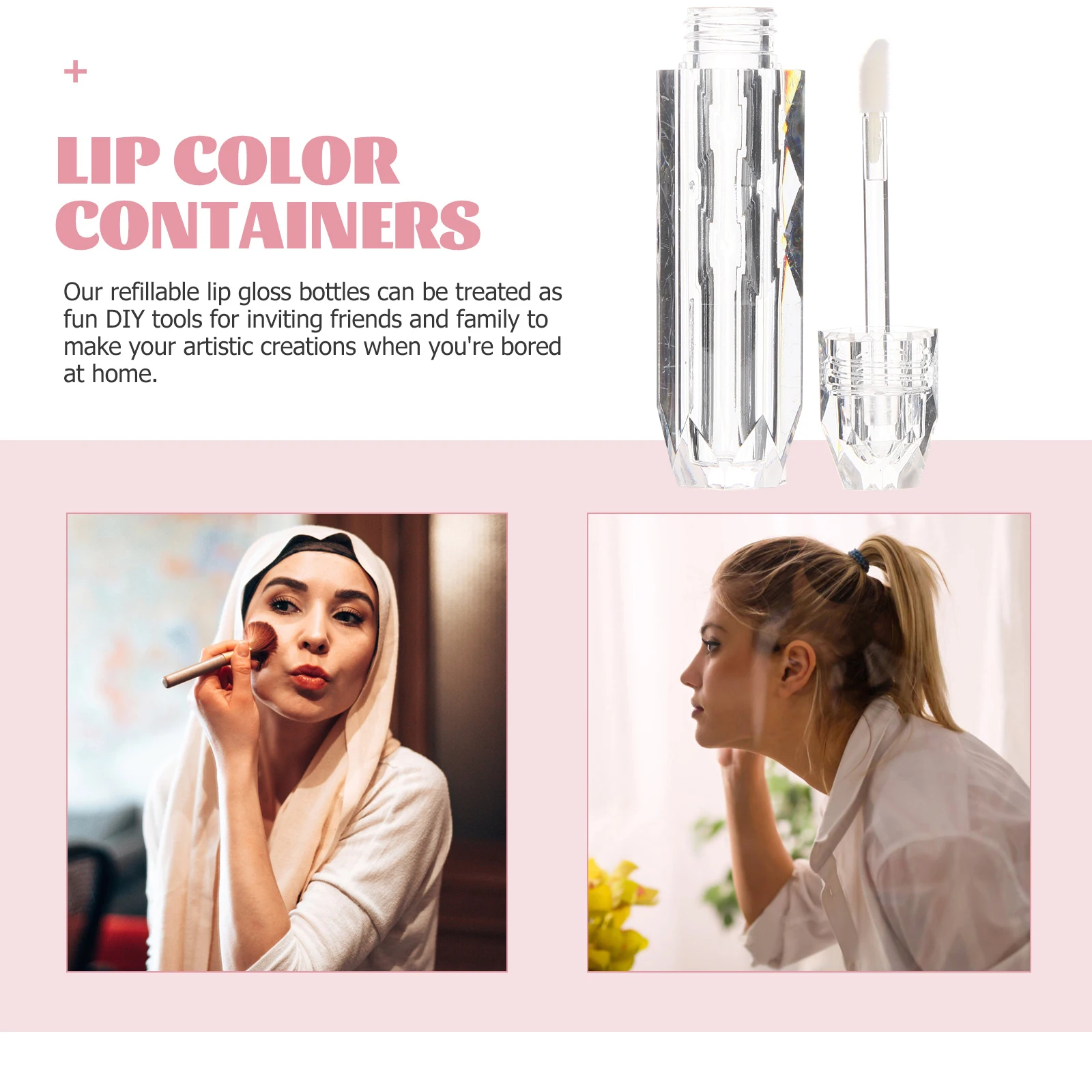 4 Stück transparente Lipgloss-Röhrchen, transparente leere Behälter, kleine Flaschen, Balsame, nachfüllbar, Reisegröße, tragbarer Glanzhalter