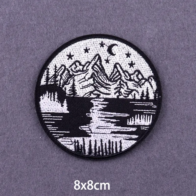 Berg-Hirsch-Fuchs-Abenteuer-Aufnäher Sonne & Mond Stickerei Aufbügelbare Aufnäher für Kleidung Camping Outdoor DIY Näh-Applikation – Detail 26