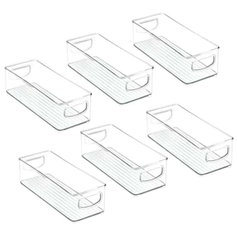 

Small Plastic Office Storage Container Bins with Handles for Organization in Filing Cabinet, Closet Shelf, or Desk Drawers, Org