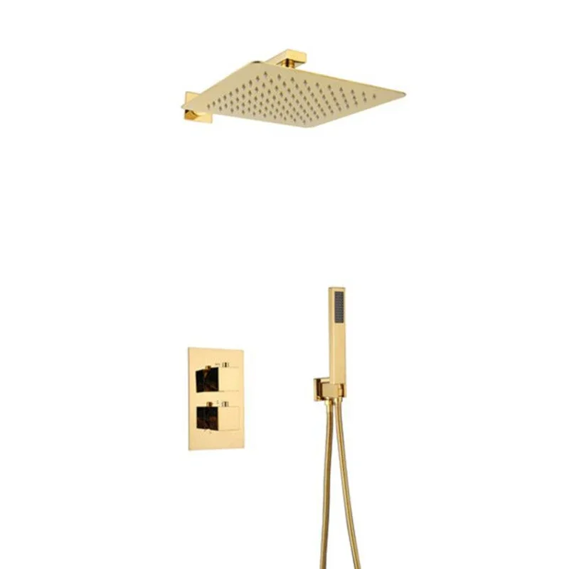 

Thermostatic Bathroom Shower Faucet in Wall Gold Bath and Shower Faucet Set Thermostatic Mixer Bath and Rainfall Shower